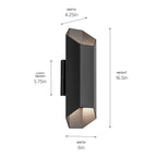 KICHLER 49608BKLED Estella 16.5" Led 2-Light Outdoor Wall Light In Black