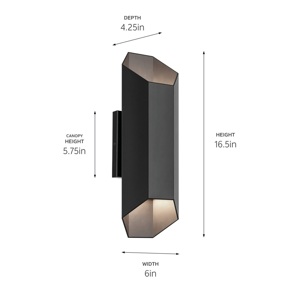 KICHLER 49608BKLED Estella 16.5" Led 2-Light Outdoor Wall Light In Black