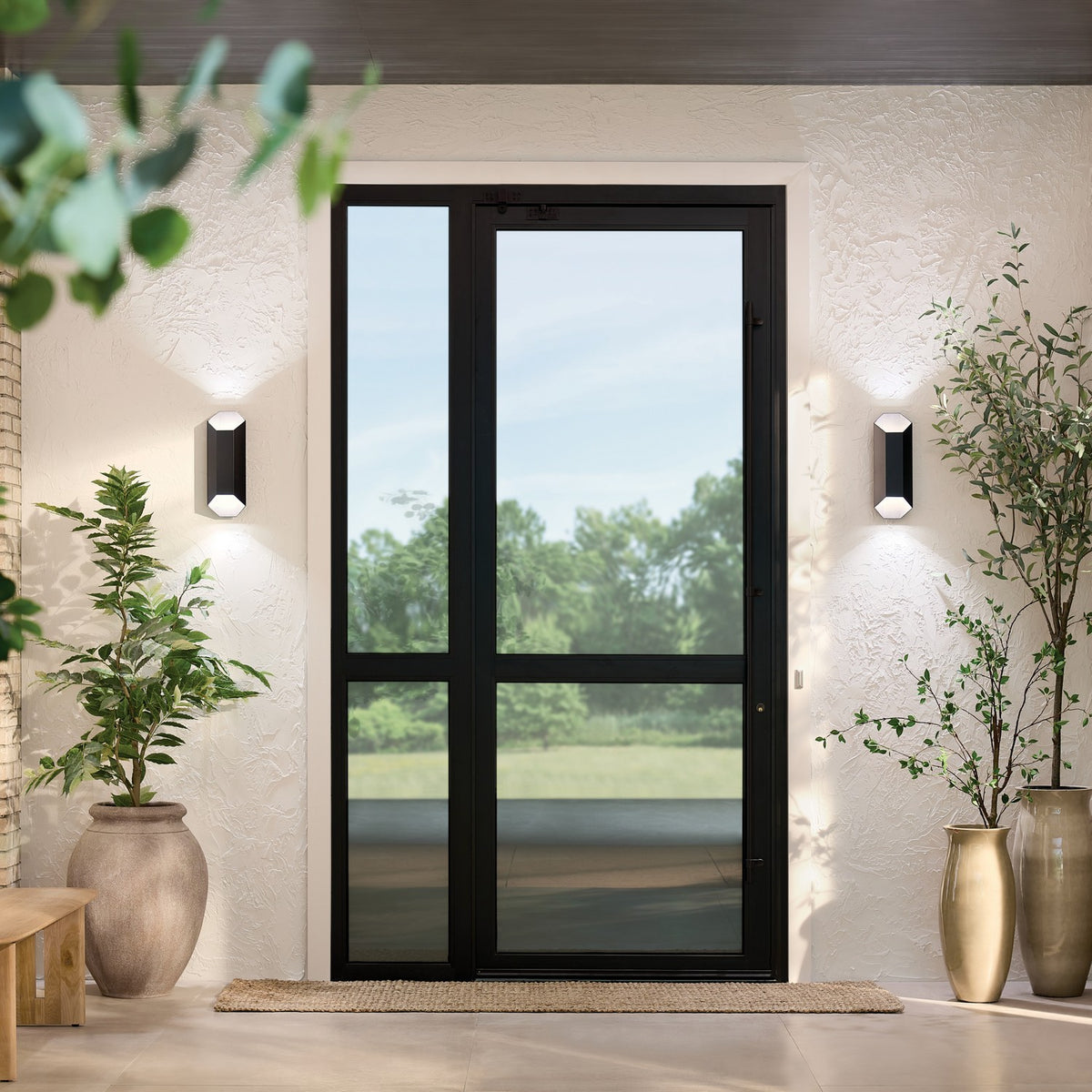 KICHLER 49608BKLED Estella 16.5" Led 2-Light Outdoor Wall Light In Black