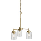 KICHLER 44029NBR Winslow 15.5" 3-Light Chandelier With Clear Seeded Glass In Natural Brass