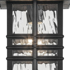 KICHLER 49829BKT Beacon Square 12" 1-Light Outdoor Wall Light With Clear Hammered Glass In Textured Black