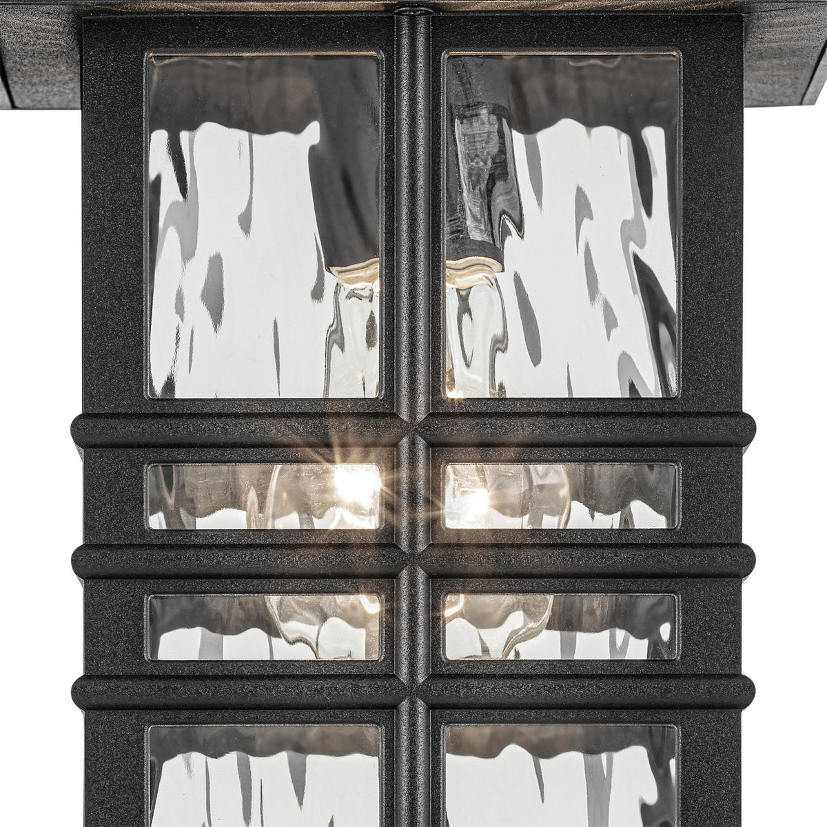 KICHLER 49829BKT Beacon Square 12" 1-Light Outdoor Wall Light With Clear Hammered Glass In Textured Black