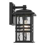 KICHLER 49829BKT Beacon Square 12" 1-Light Outdoor Wall Light With Clear Hammered Glass In Textured Black