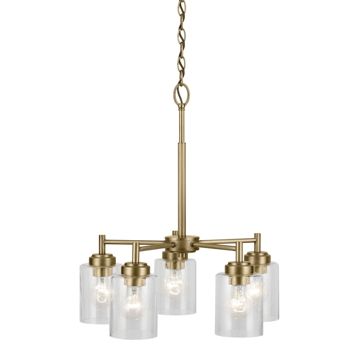 KICHLER 44030NBR Winslow 16.25" 5-Light Chandelier With Clear Seeded Glass In Natural Brass