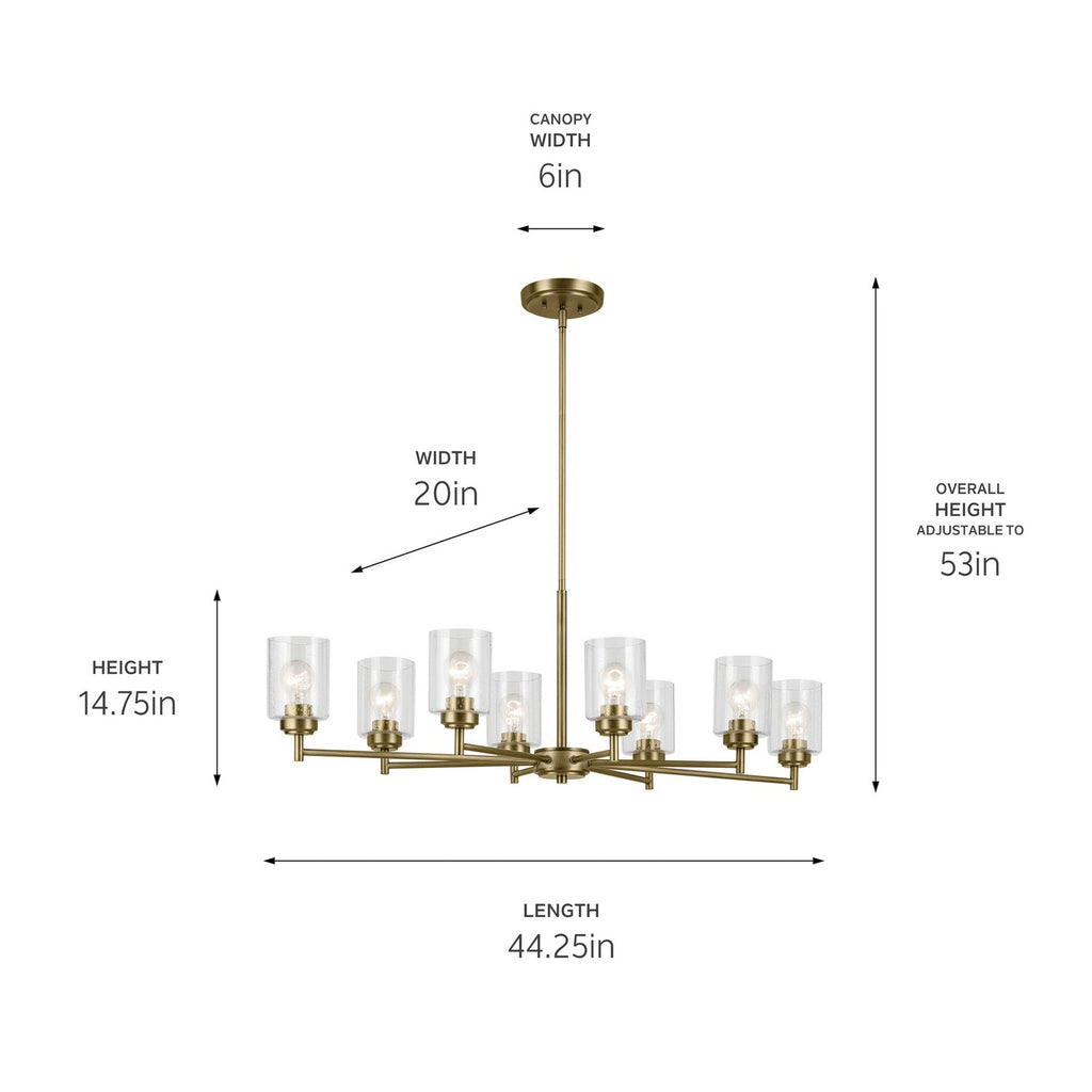 KICHLER 44035NBR Winslow 14.75" 8-Light Chandelier With Clear Seeded Glass In Natural Brass
