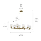 KICHLER 44035NBR Winslow 14.75" 8-Light Chandelier With Clear Seeded Glass In Natural Brass