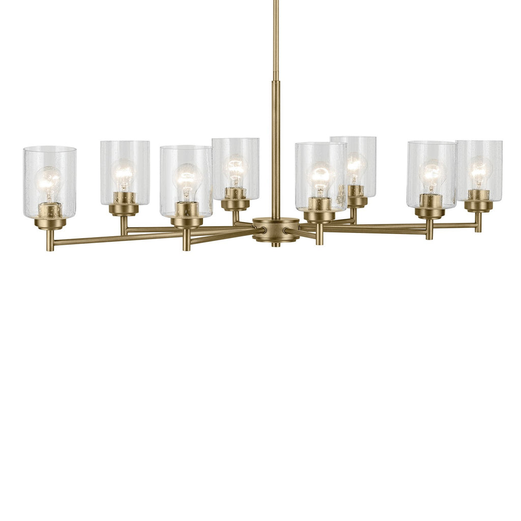 KICHLER 44035NBR Winslow 14.75" 8-Light Chandelier With Clear Seeded Glass In Natural Brass