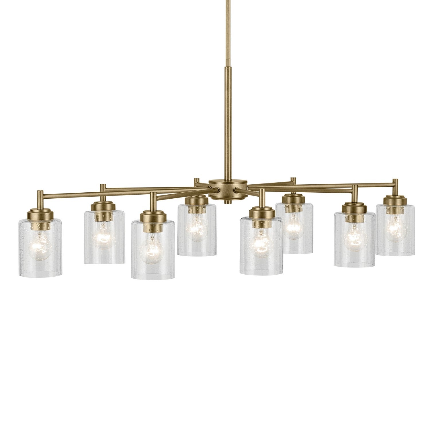 KICHLER 44035NBR Winslow 14.75" 8-Light Chandelier With Clear Seeded Glass In Natural Brass