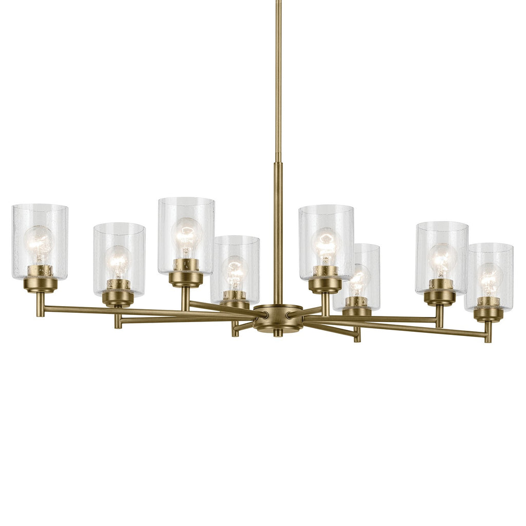 KICHLER 44035NBR Winslow 14.75" 8-Light Chandelier With Clear Seeded Glass In Natural Brass