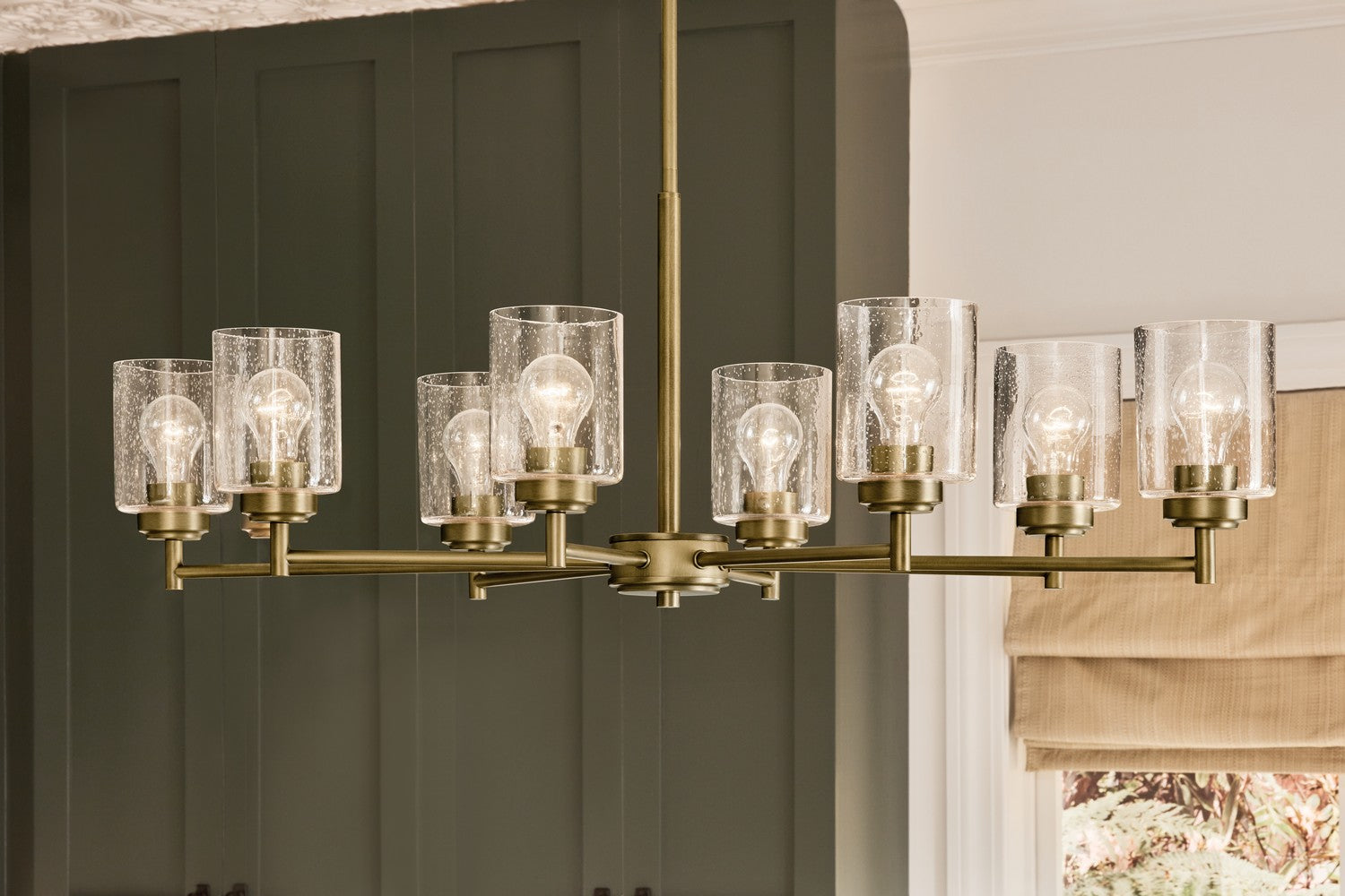 KICHLER 44035NBR Winslow 14.75" 8-Light Chandelier With Clear Seeded Glass In Natural Brass