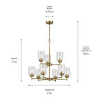 KICHLER 44031NBR Winslow 27" 9-Light Chandelier With Clear Seeded Glass In Natural Brass