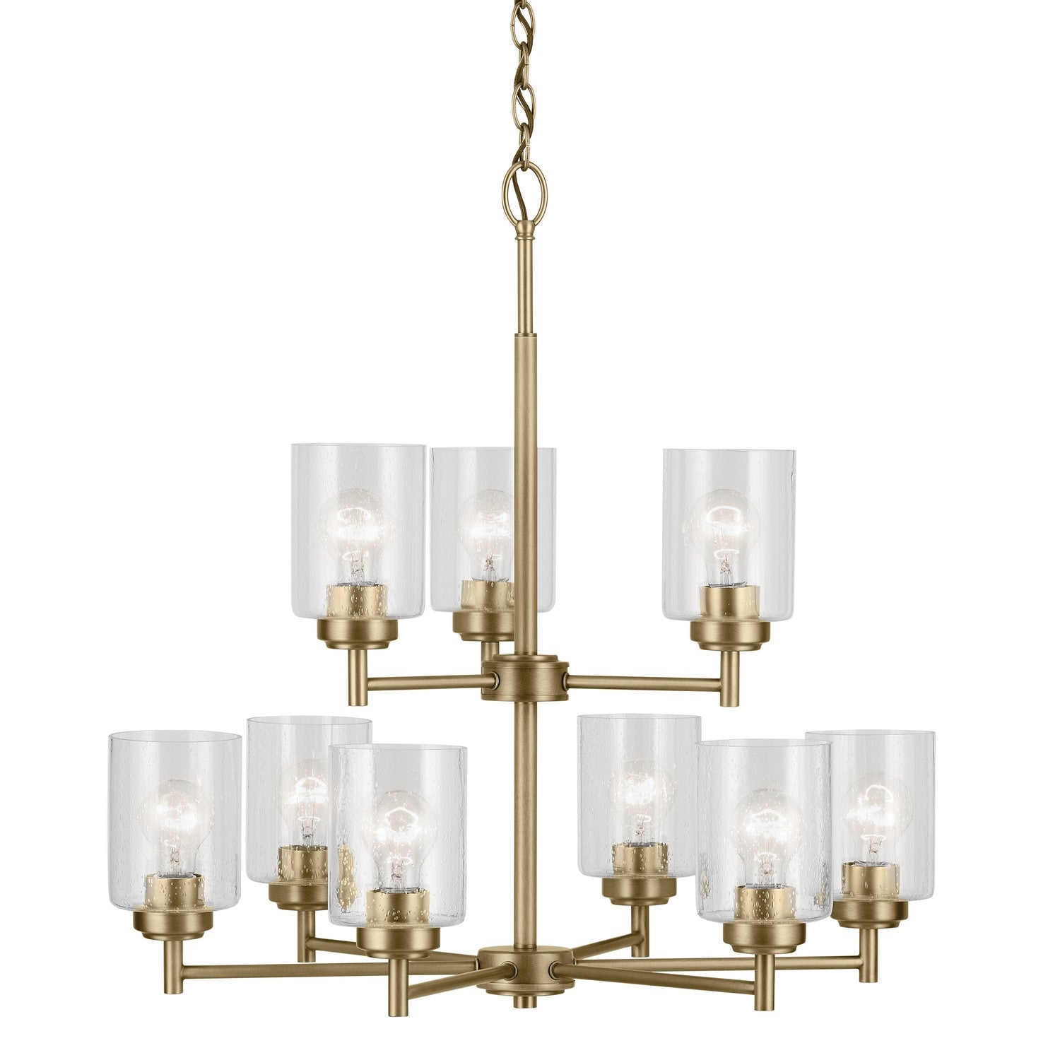 KICHLER 44031NBR Winslow 27" 9-Light Chandelier With Clear Seeded Glass In Natural Brass