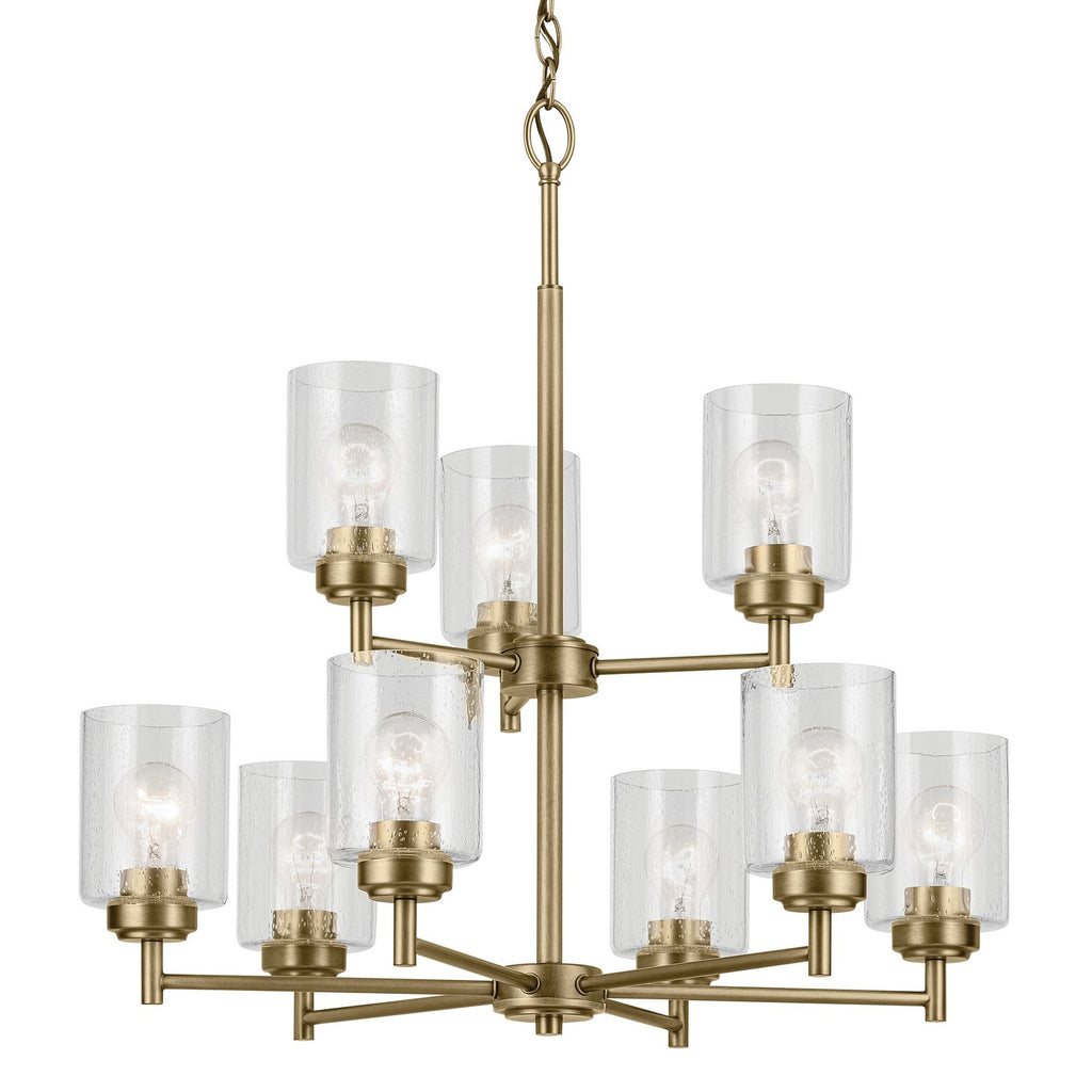 KICHLER 44031NBR Winslow 27" 9-Light Chandelier With Clear Seeded Glass In Natural Brass