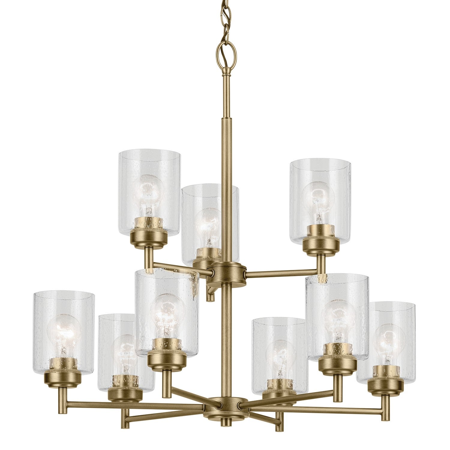 KICHLER 44031NBR Winslow 27" 9-Light Chandelier With Clear Seeded Glass In Natural Brass