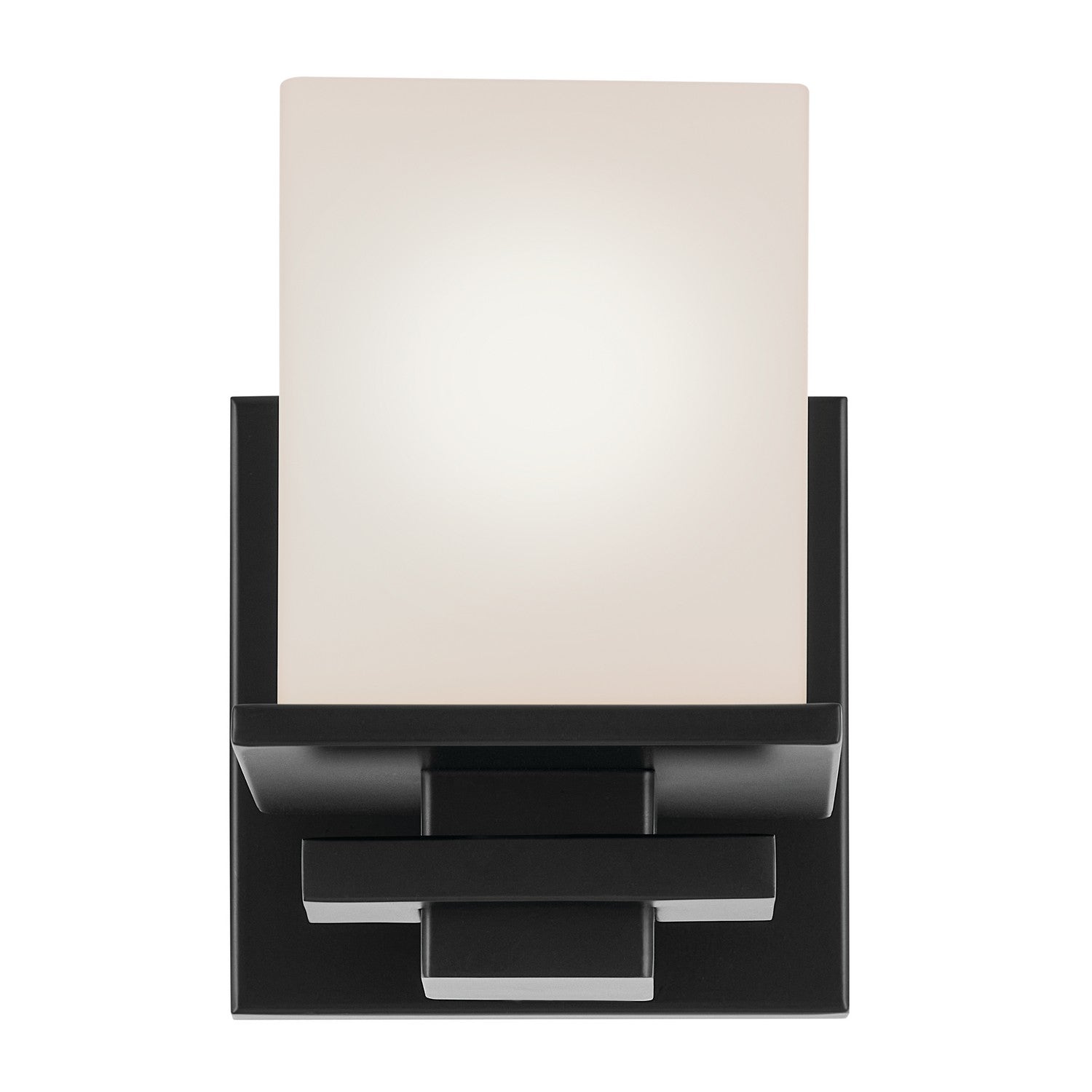 KICHLER 45149BK Tully 6.5" 1-Light Wall Sconce With Satin Etched Cased Opal Glass In Black