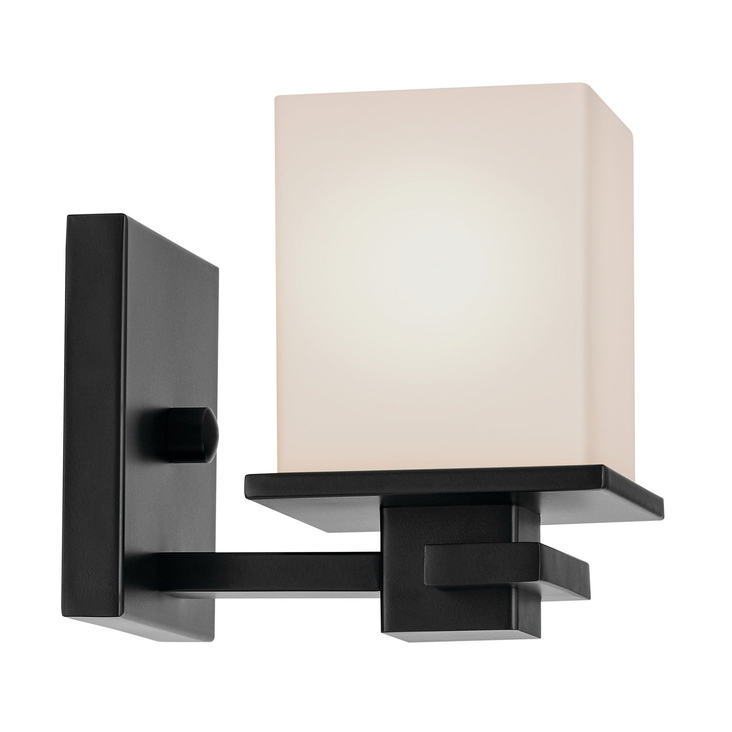 KICHLER 45149BK Tully 6.5" 1-Light Wall Sconce With Satin Etched Cased Opal Glass In Black