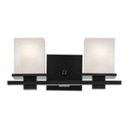 KICHLER 45150BK Tully 15" 2-Light Vanity Light With Satin Etched Cased Opal Glass In Black