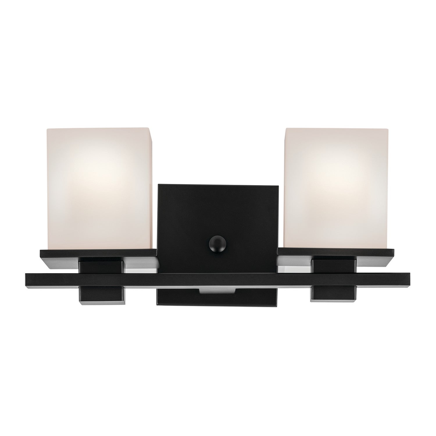 KICHLER 45150BK Tully 15" 2-Light Vanity Light With Satin Etched Cased Opal Glass In Black