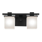 KICHLER 45150BK Tully 15" 2-Light Vanity Light With Satin Etched Cased Opal Glass In Black