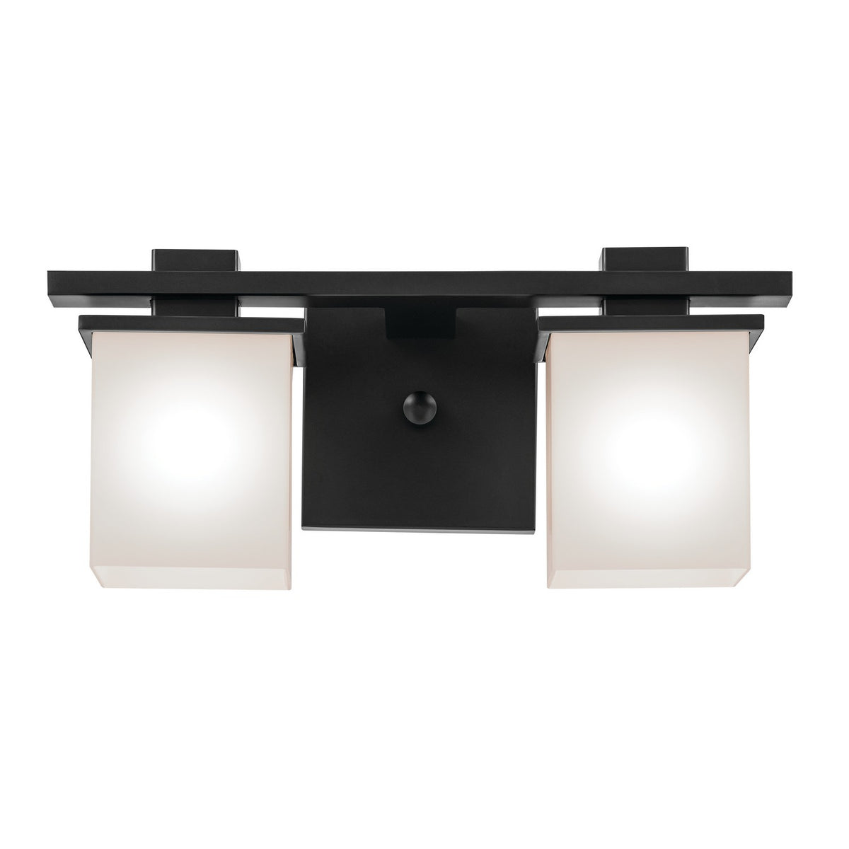 KICHLER 45150BK Tully 15" 2-Light Vanity Light With Satin Etched Cased Opal Glass In Black