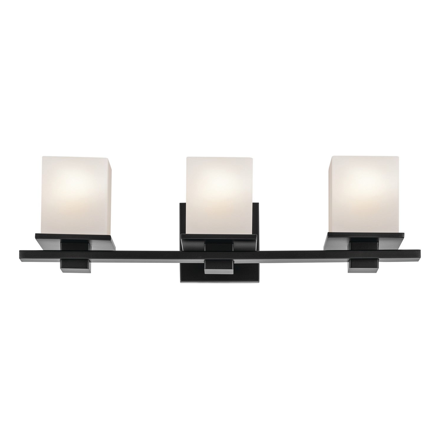 KICHLER 45151BK Tully 24" 3-Light Vanity Light With Satin Etched Cased Opal Glass In Black