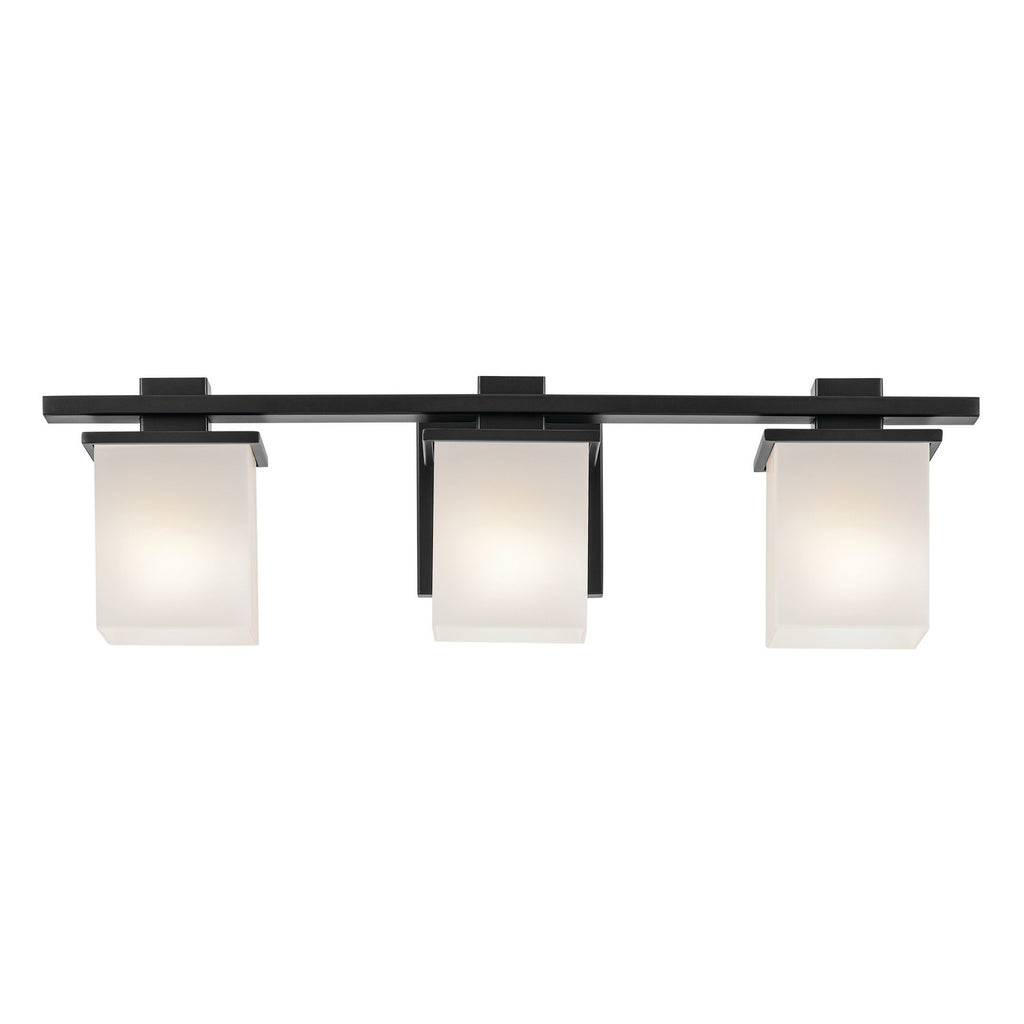 KICHLER 45151BK Tully 24" 3-Light Vanity Light With Satin Etched Cased Opal Glass In Black