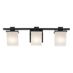 KICHLER 45151BK Tully 24" 3-Light Vanity Light With Satin Etched Cased Opal Glass In Black