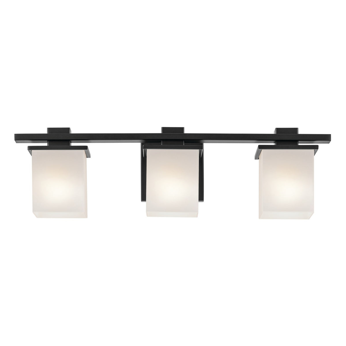 KICHLER 45151BK Tully 24" 3-Light Vanity Light With Satin Etched Cased Opal Glass In Black