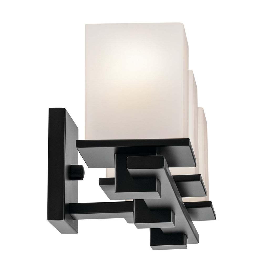 KICHLER 45151BK Tully 24" 3-Light Vanity Light With Satin Etched Cased Opal Glass In Black