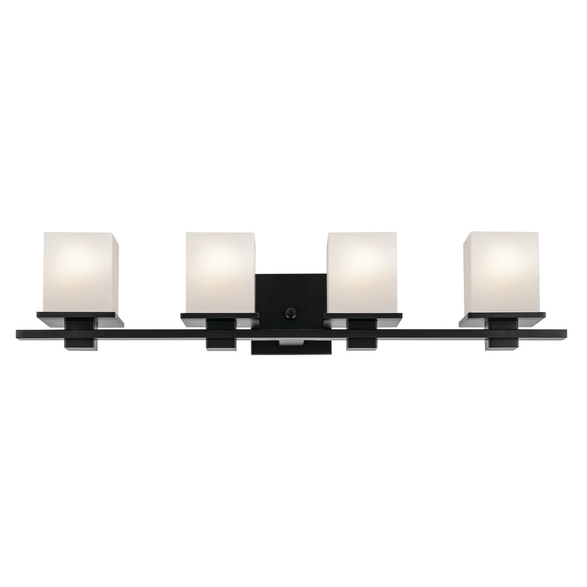 KICHLER 45152BK Tully 32" 4-Light Vanity Light With Satin Etched Cased Opal Glass In Black