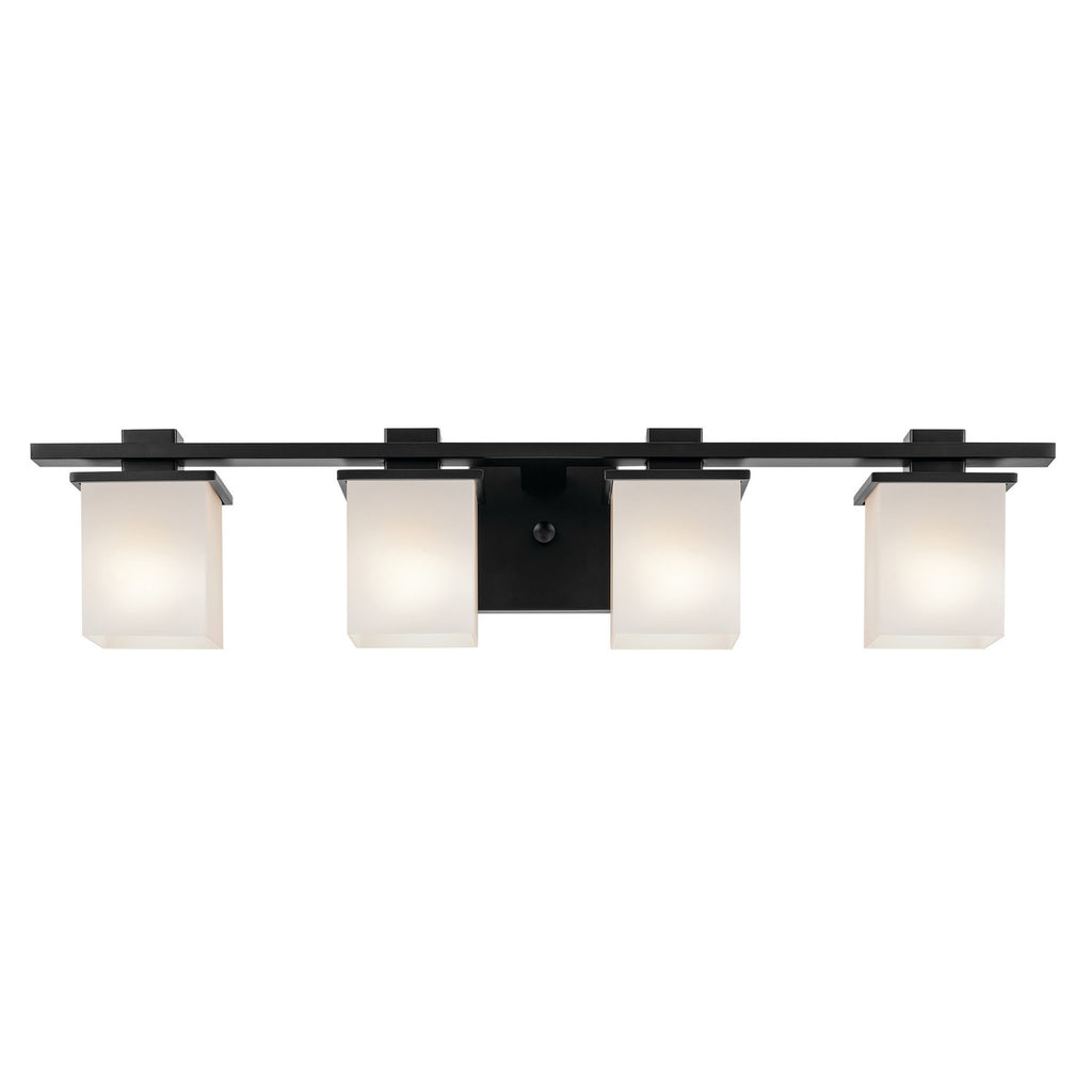 KICHLER 45152BK Tully 32" 4-Light Vanity Light With Satin Etched Cased Opal Glass In Black