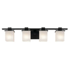 KICHLER 45152BK Tully 32" 4-Light Vanity Light With Satin Etched Cased Opal Glass In Black
