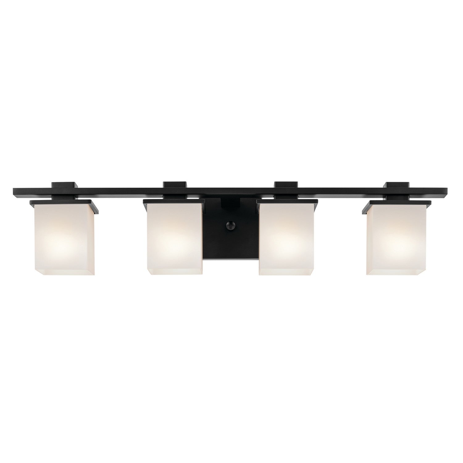 KICHLER 45152BK Tully 32" 4-Light Vanity Light With Satin Etched Cased Opal Glass In Black