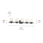 KICHLER 45193BK Tully 40.25" 5-Light Vanity Light With Satin Etched Cased Opal Glass In Black