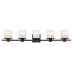 KICHLER 45193BK Tully 40.25" 5-Light Vanity Light With Satin Etched Cased Opal Glass In Black