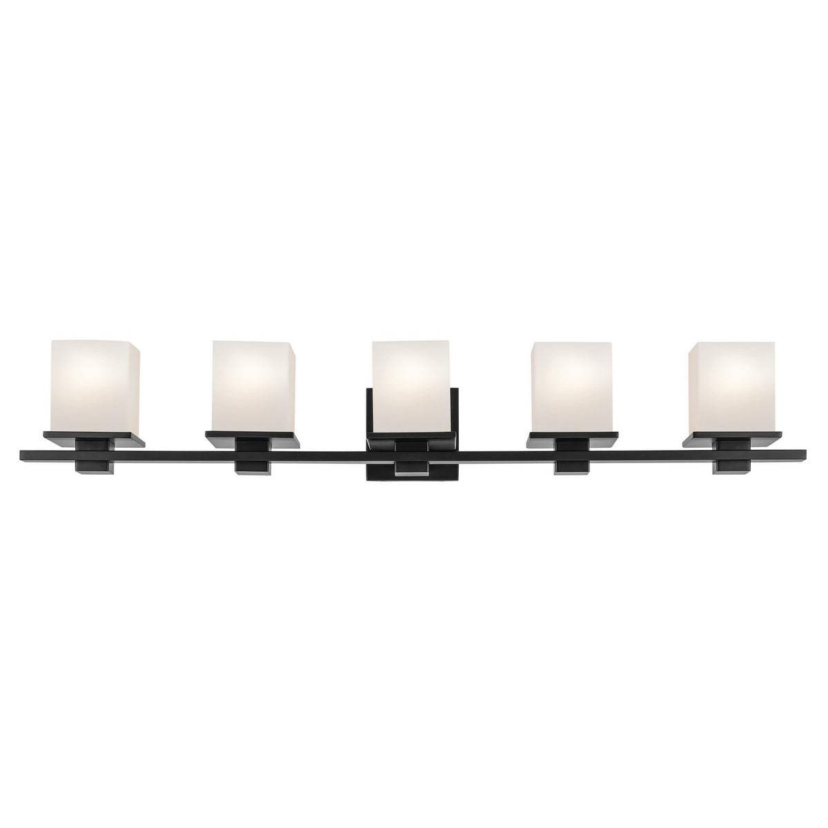 KICHLER 45193BK Tully 40.25" 5-Light Vanity Light With Satin Etched Cased Opal Glass In Black