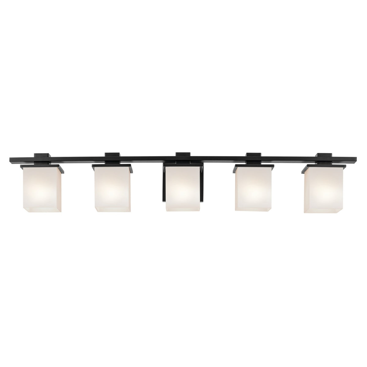 KICHLER 45193BK Tully 40.25" 5-Light Vanity Light With Satin Etched Cased Opal Glass In Black