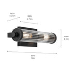 KICHLER 45648BK Azores 16" 2-Light Wall Sconce With Clear Fluted Glass In Black