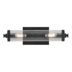 KICHLER 45648BK Azores 16" 2-Light Wall Sconce With Clear Fluted Glass In Black