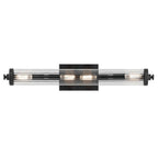 KICHLER 45649BK Azores 25" 4-Light Linear Vanity With Clear Fluted Glass In Black