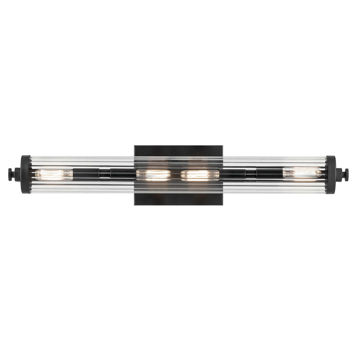 KICHLER 45649BK Azores 25" 4-Light Linear Vanity With Clear Fluted Glass In Black