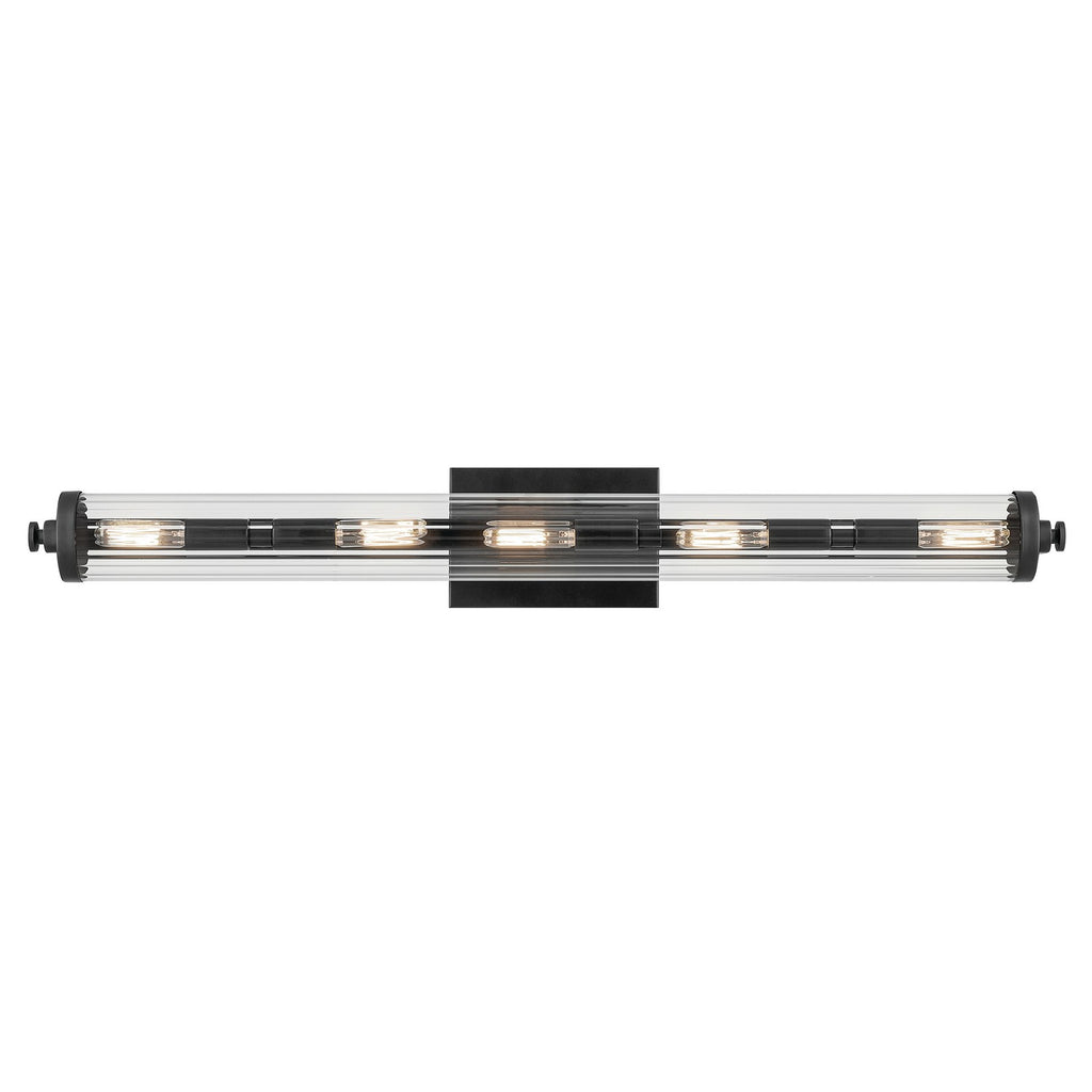 KICHLER 45650BK Azores 32"5-Light Linear Vanity With Clear Fluted Glass In Black