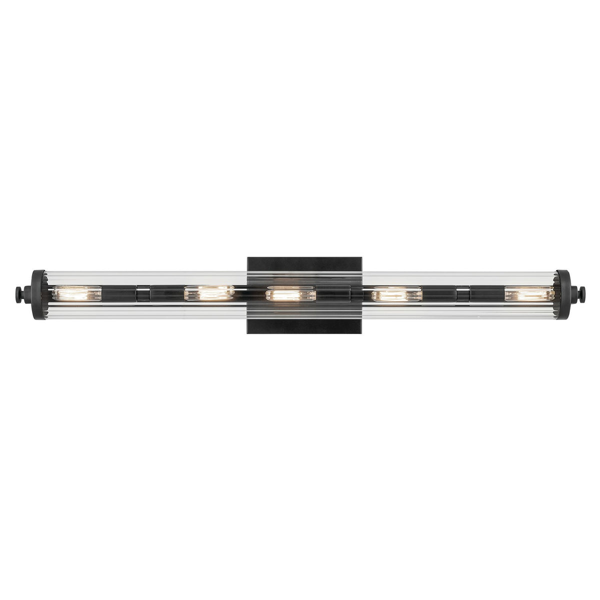 KICHLER 45650BK Azores 32"5-Light Linear Vanity With Clear Fluted Glass In Black