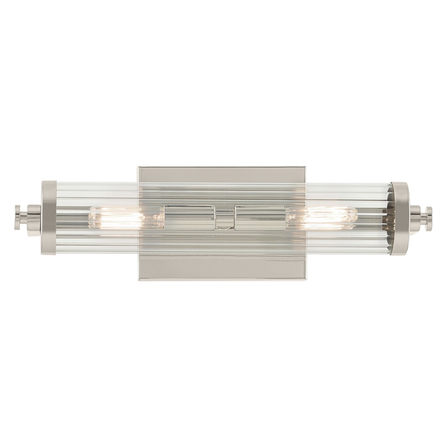 KICHLER 45648PN Azores 16" 2-Light Wall Sconce With Clear Fluted Glass In Polished Nickel