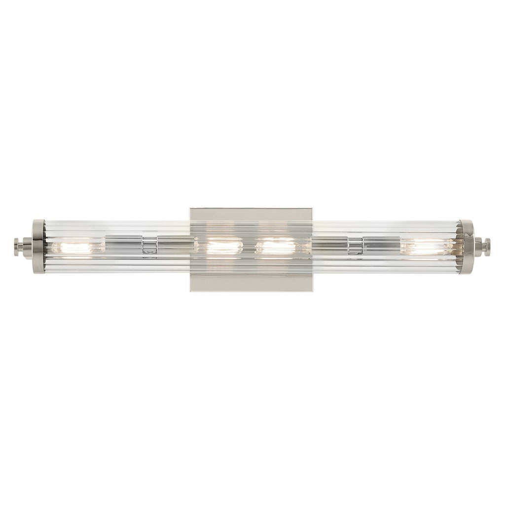 KICHLER 45649PN Azores 25" 4-Light Linear Vanity With Clear Fluted Glass In Polished Nickel