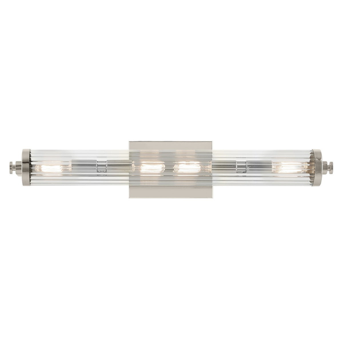 KICHLER 45649PN Azores 25" 4-Light Linear Vanity With Clear Fluted Glass In Polished Nickel
