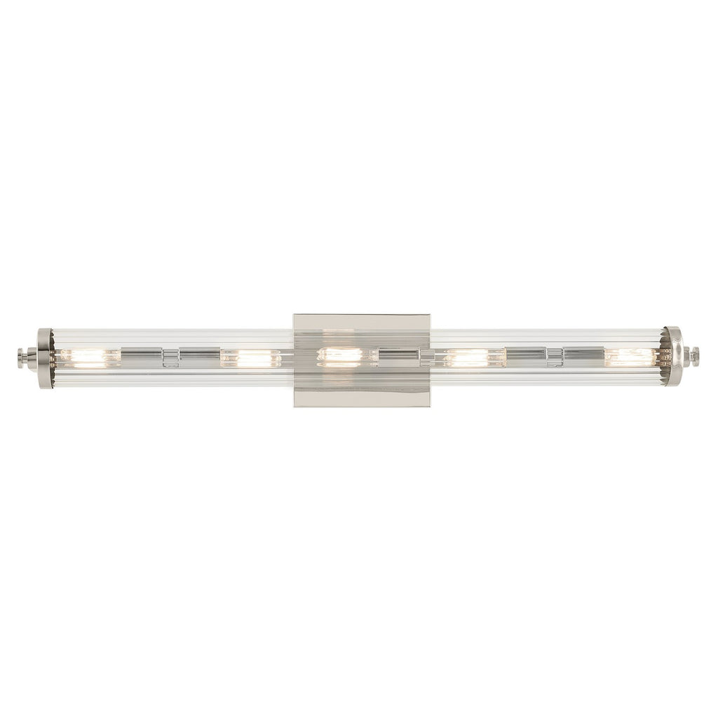 KICHLER 45650PN Azores 32" 5-Light Linear Vanity With Clear Fluted Glass In Polished Nickel