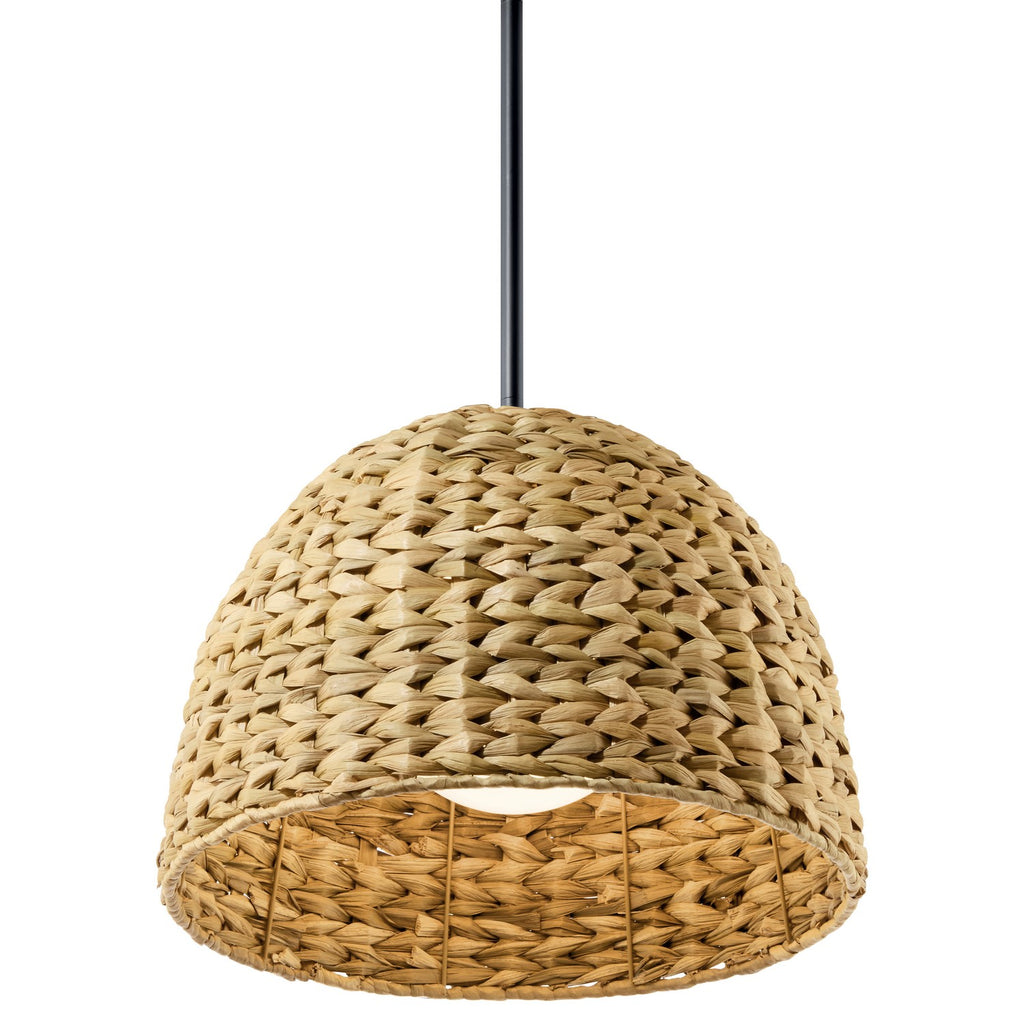KICHLER 44399BK Raffiana 14" 1-Light Pendant With Opal Glass In Black