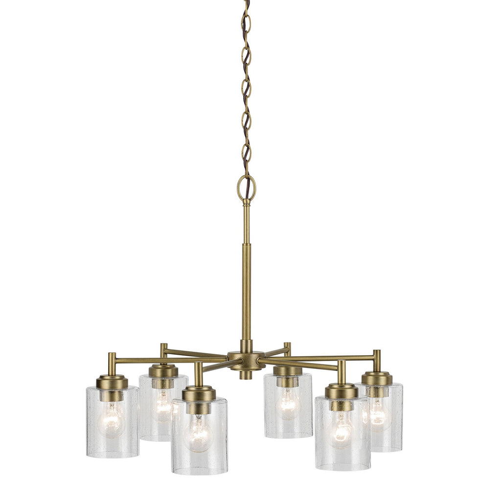 KICHLER 52616NBR Winslow 16.5" 6-Light Chandelier With Clear Seeded Glass In Natural Brass