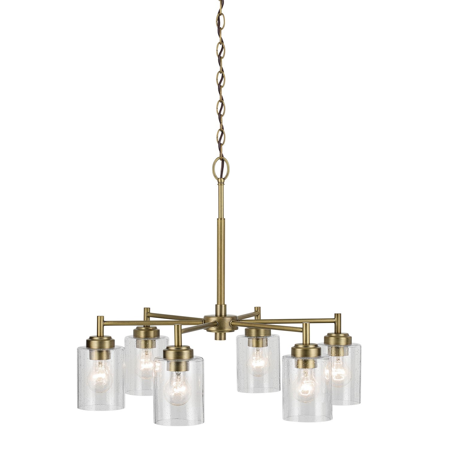 KICHLER 52616NBR Winslow 16.5" 6-Light Chandelier With Clear Seeded Glass In Natural Brass